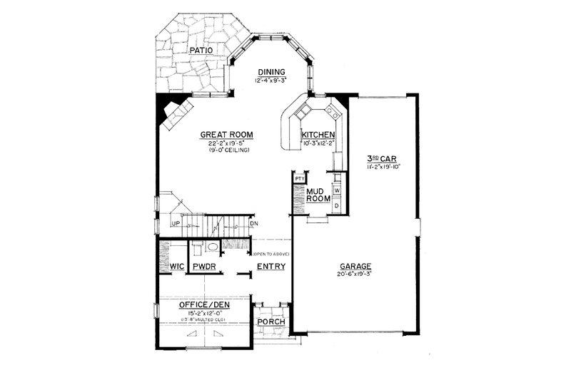 House Blueprint - Floor Plan - Main Floor for European House Plan #1016-106 - 3 bed, 2.5 bath