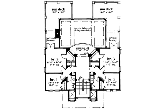 Floor Plan - Upper Floor for Classical House Plan #930-71 - 5 bed, 3.5 bath