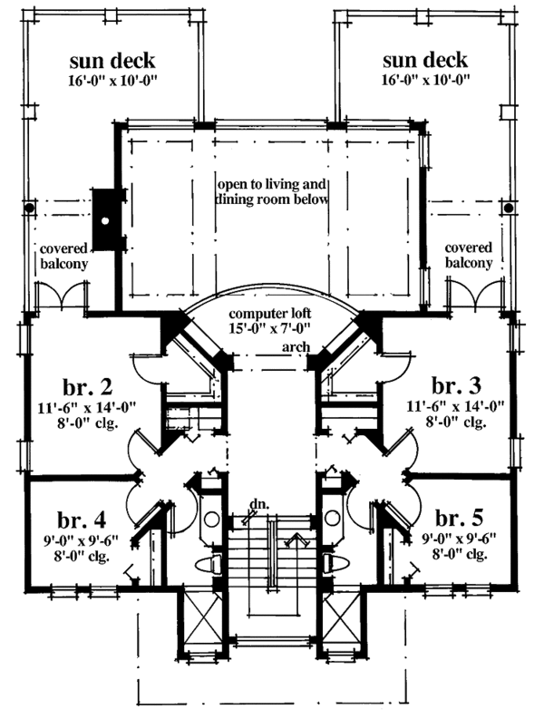 Classical Floor Plan - Upper Floor Plan #930-71