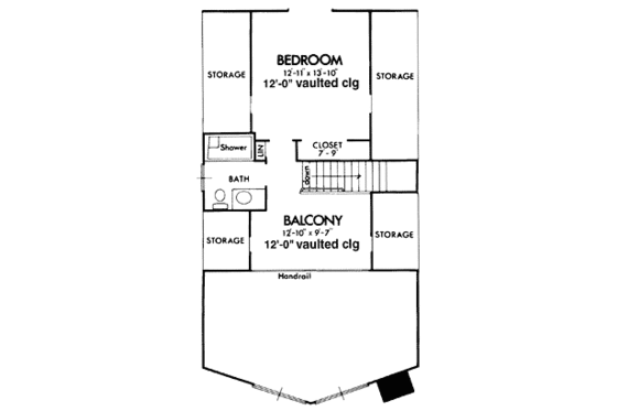 Floor Plan - Upper Floor for Bungalow House Plan #320-301 - 3 bed, 2 bath