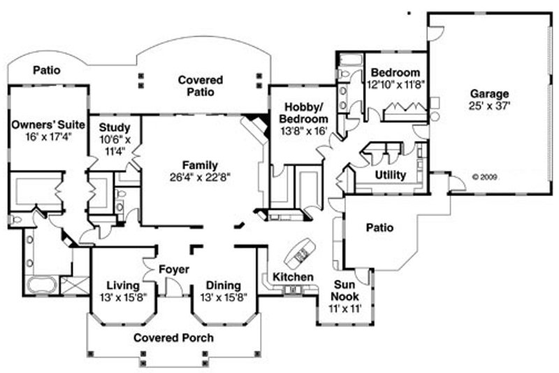 Home Plan - Floor Plan - Main Floor for Ranch House Plan #124-752 - 3 bed, 2.5 bath
