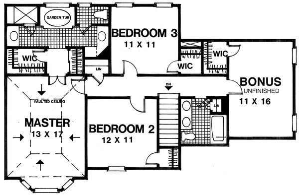 Architectural House Design - Traditional Floor Plan - Upper Floor Plan #30-347
