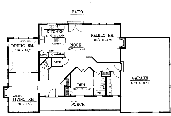 Architectural House Design - Farmhouse Floor Plan - Main Floor Plan #100-202