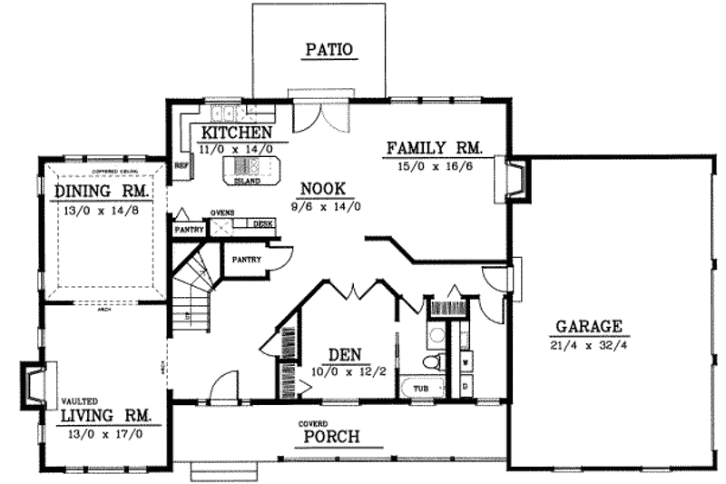 Home Plan - Floor Plan - Main Floor for Farmhouse House Plan #100-202 - 4 bed, 3 bath