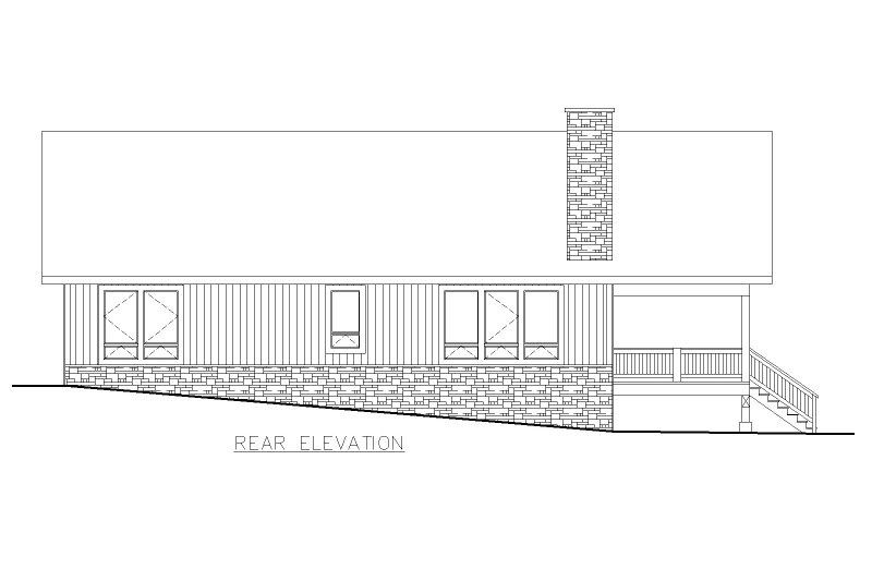 House Design - Exterior - Rear Elevation for Craftsman House Plan #117-1028 - 2 bed, 1.5 bath