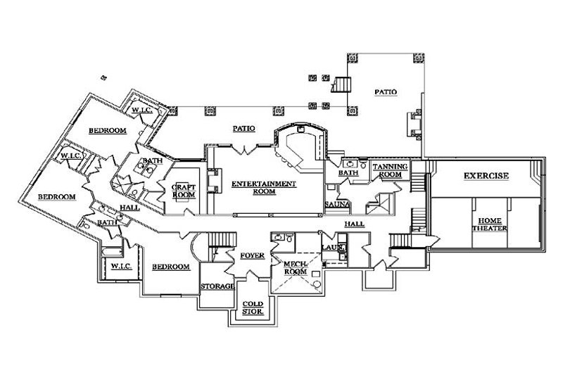 Architectural House Design - Floor Plan - Lower Floor for Traditional House Plan #5-339 - 5 bed, 6 bath