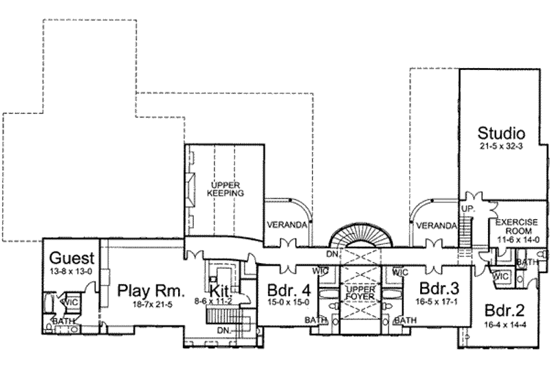 Architectural House Design - Floor Plan - Upper Floor for European House Plan #119-188 - 5 bed, 6.5 bath