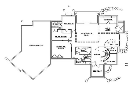 Floor Plan - Lower Floor for European House Plan #5-442 - 6 bed, 6.5 bath