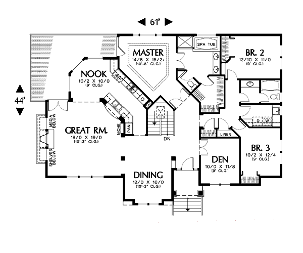 House Blueprint - Traditional Floor Plan - Main Floor Plan #48-421
