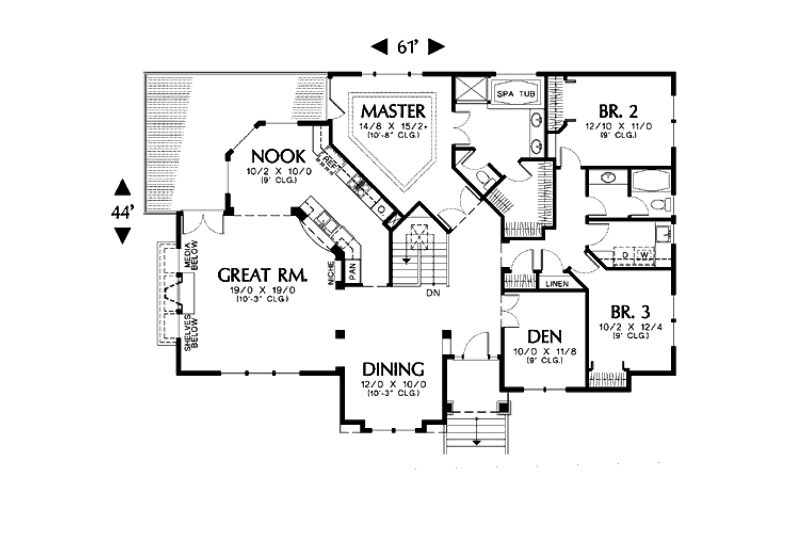 Home Plan - Floor Plan - Main Floor for Traditional House Plan #48-421 - 3 bed, 2 bath