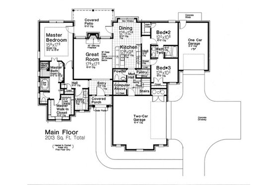 Floor Plan - Main Floor for European House Plan #310-1288 - 3 bed, 2.5 bath