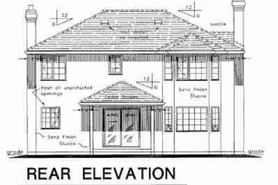 Exterior - Rear Elevation for Traditional House Plan #18-9101 - 4 bed, 2.5 bath
