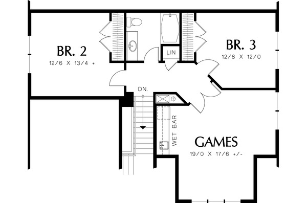 House Plan Design - Upper Level Floor Plan - 2200 square foot Cottage plan