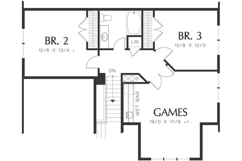 Architectural House Design - Upper Level Floor Plan - 2200 square foot Cottage plan