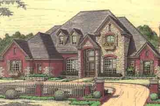 Exterior - Front Elevation for European House Plan #310-207 - 4 bed, 3.5 bath