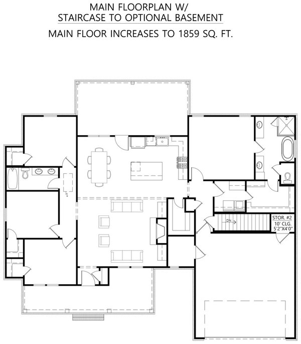 Home Plan - Main Floor with Basement Stairs
