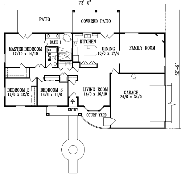 Architectural House Design - Adobe / Southwestern Floor Plan - Main Floor Plan #1-864