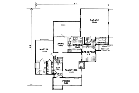Floor Plan - Main Floor for Country House Plan #41-134 - 3 bed, 2.5 bath