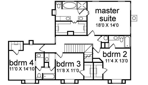 Traditional Floor Plan - Upper Floor Plan #84-170
