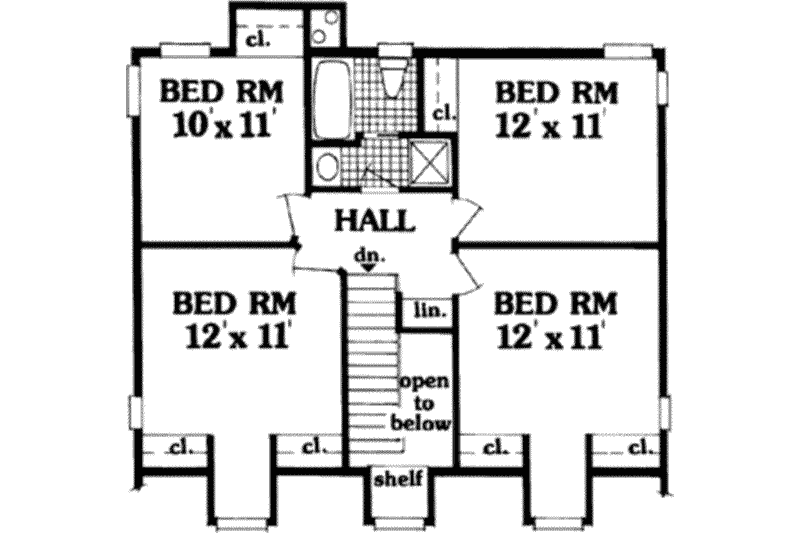 Architectural House Design - Floor Plan - Upper Floor for Farmhouse House Plan #3-165 - 5 bed, 2.5 bath