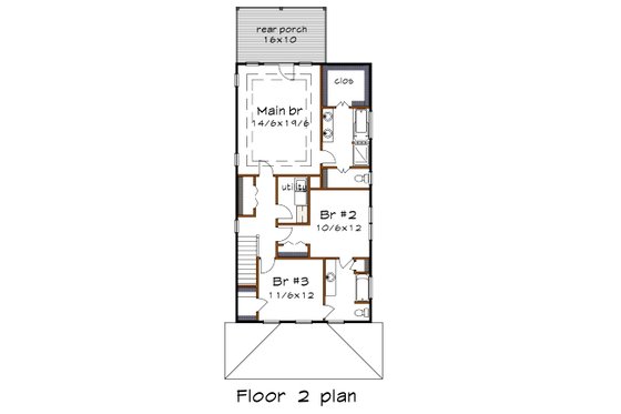 Floor Plan - Upper Floor for Craftsman House Plan #79-317 - 2 bed, 2.5 bath