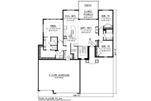 Floor Plan - Main Floor for Ranch House Plan #70-1477 - 3 bed, 2 bath