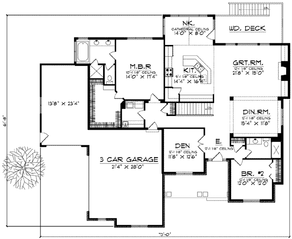 House Plan Design - European Floor Plan - Main Floor Plan #70-587