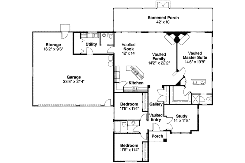 Home Plan - Floor Plan - Main Floor for Mediterranean House Plan #124-411 - 3 bed, 2.5 bath
