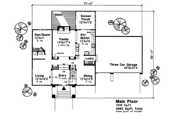 Floor Plan - Main Floor for European House Plan #50-138 - 4 bed, 2.5 bath