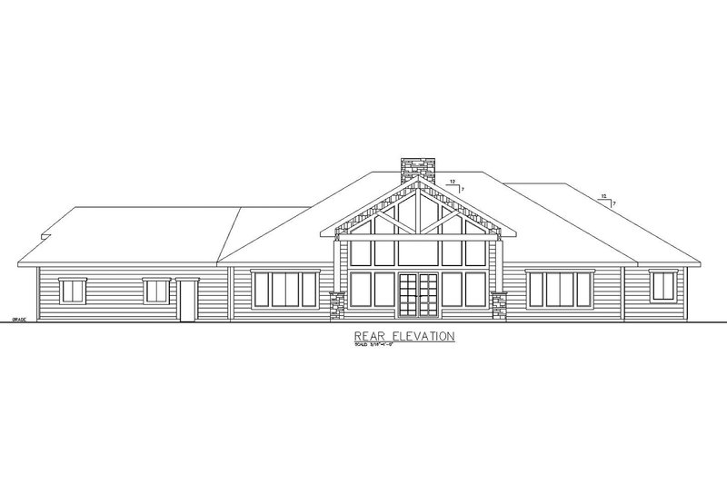 Dream House Plan - Exterior - Rear Elevation for Ranch House Plan #117-871 - 3 bed, 2.5 bath