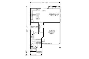 Floor Plan - Main Floor for Craftsman House Plan #53-585 - 4 bed, 2.5 bath