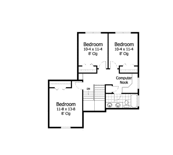House Design - Traditional Floor Plan - Upper Floor Plan #51-1052