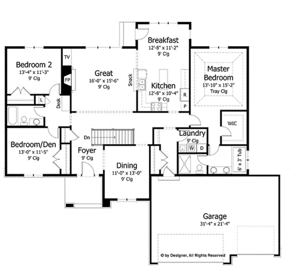 Architectural House Design - European Floor Plan - Main Floor Plan #51-994