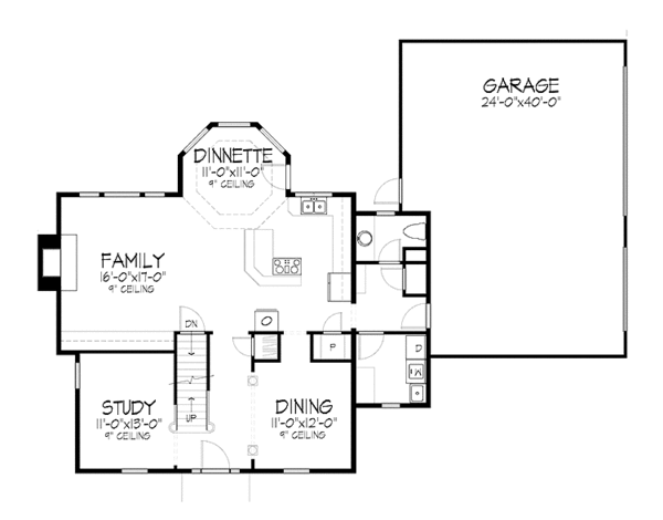 Architectural House Design - European Floor Plan - Main Floor Plan #320-1050