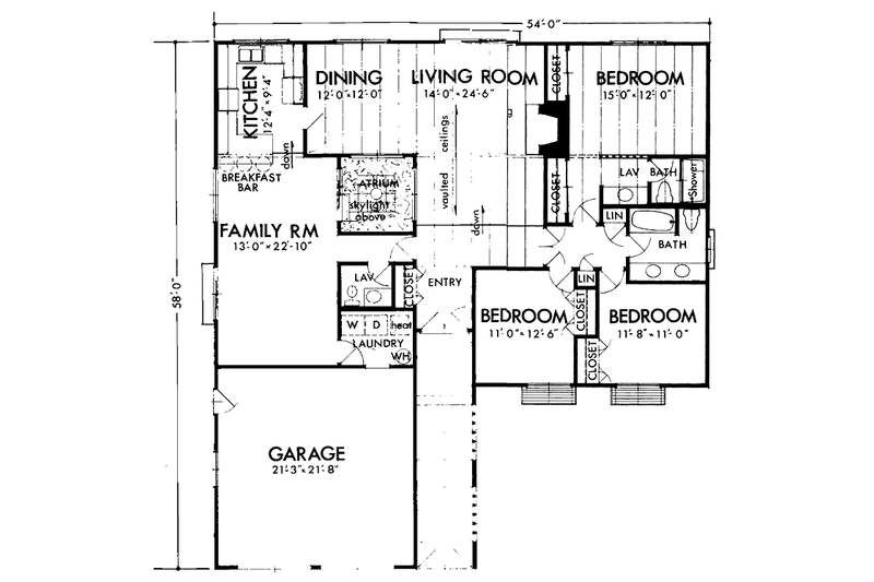 Home Plan - Floor Plan - Main Floor for Mediterranean House Plan #320-1297 - 3 bed, 2.5 bath