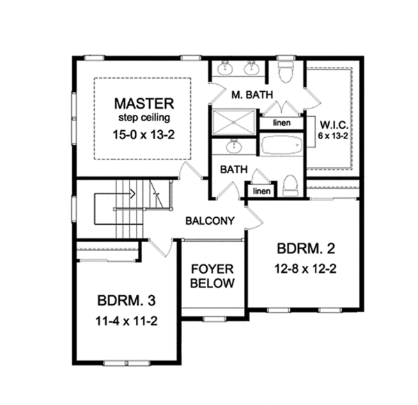 Architectural House Design - Traditional Floor Plan - Upper Floor Plan #1010-119