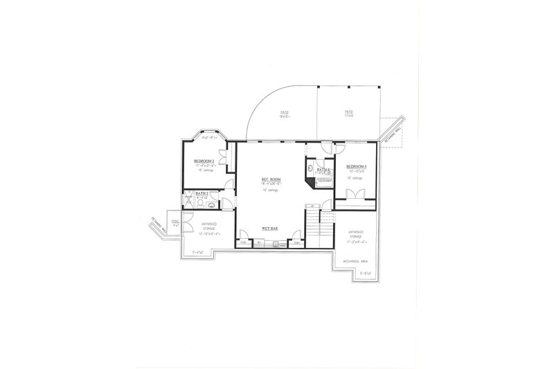 Dream House Plan - Floor Plan - Lower Floor for Craftsman House Plan #437-128 - 3 bed, 3.5 bath