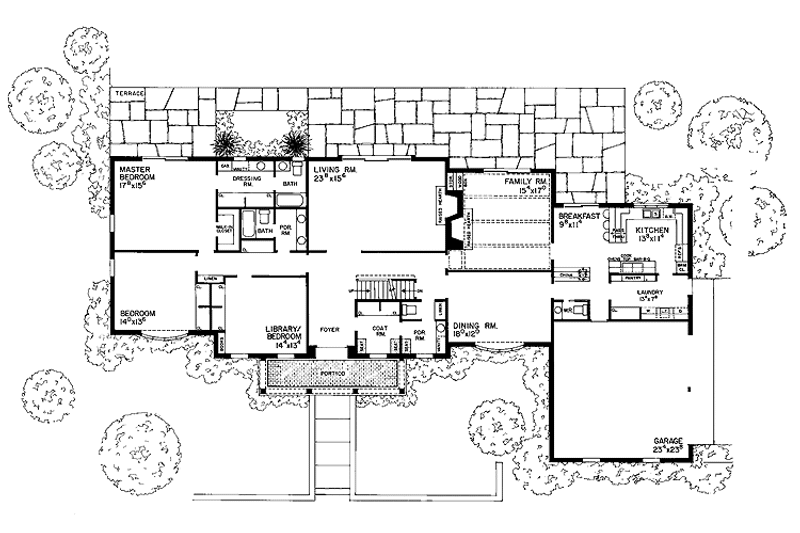 Home Plan - Floor Plan - Main Floor for Country House Plan #72-583 - 4 bed, 3 bath