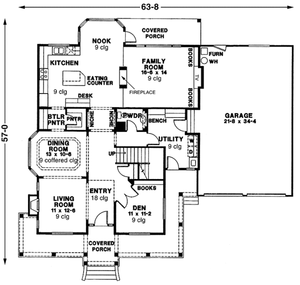 Architectural House Design - Country Floor Plan - Main Floor Plan #966-73