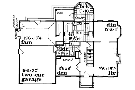 Floor Plan - Main Floor for Colonial House Plan #47-191 - 3 bed, 2.5 bath
