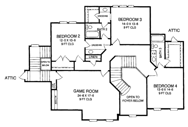 House Blueprint - Classical Floor Plan - Upper Floor Plan #952-247