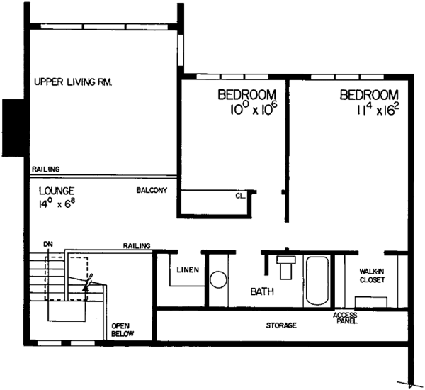 House Design - Tudor Floor Plan - Upper Floor Plan #72-800