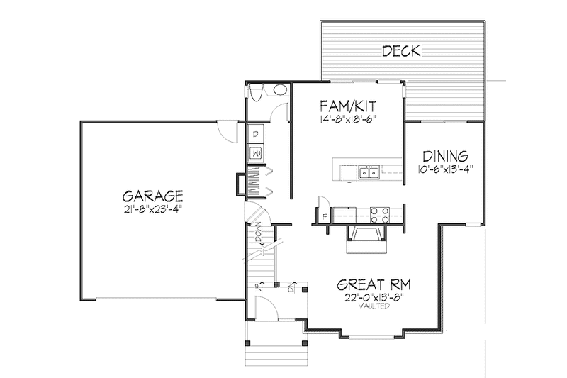 Home Plan - Floor Plan - Main Floor for Craftsman House Plan #320-947 - 4 bed, 2.5 bath