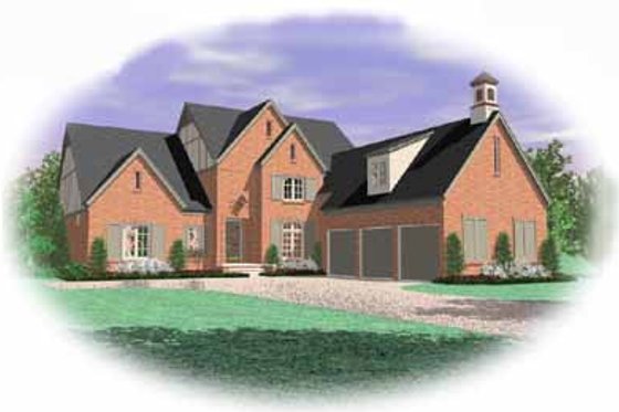 Exterior - Front Elevation for European House Plan #81-373 - 4 bed, 3 bath