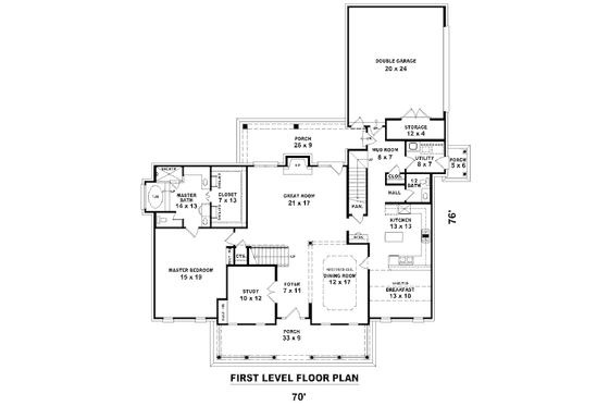 Floor Plan - Main Floor for Traditional House Plan #81-13837 - 4 bed, 3.5 bath
