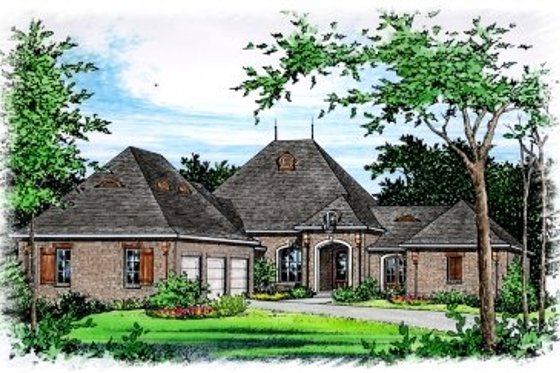 Exterior - Front Elevation for European House Plan #15-257 - 4 bed, 3 bath