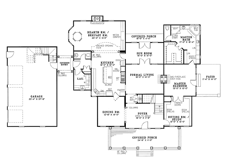 Home Plan - Floor Plan - Main Floor for Country House Plan #17-2621 - 4 bed, 4.5 bath