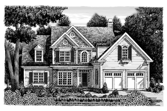 Exterior - Front Elevation 3 for Colonial House Plan #927-896 - 4 bed, 3 bath