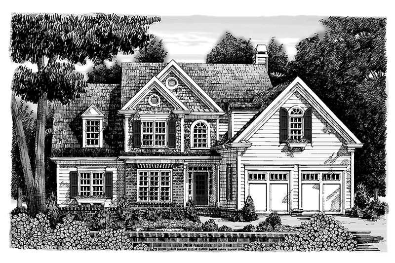 House Blueprint - Exterior - Front Elevation 3 for Colonial House Plan #927-896 - 4 bed, 3 bath