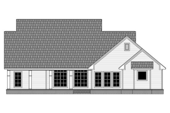Exterior - Rear Elevation for Ranch House Plan #21-453 - 3 bed, 2.5 bath